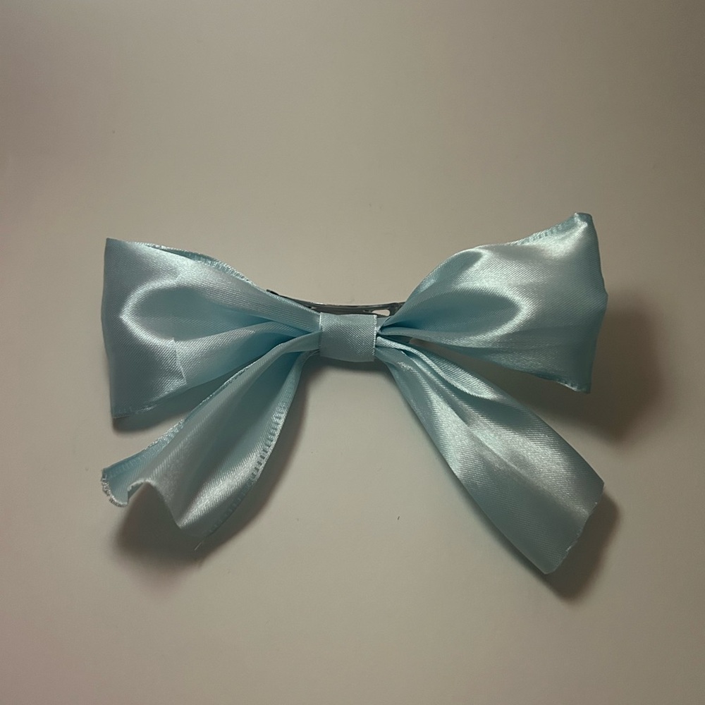 Elegant Light Blue Satin Hair Bow